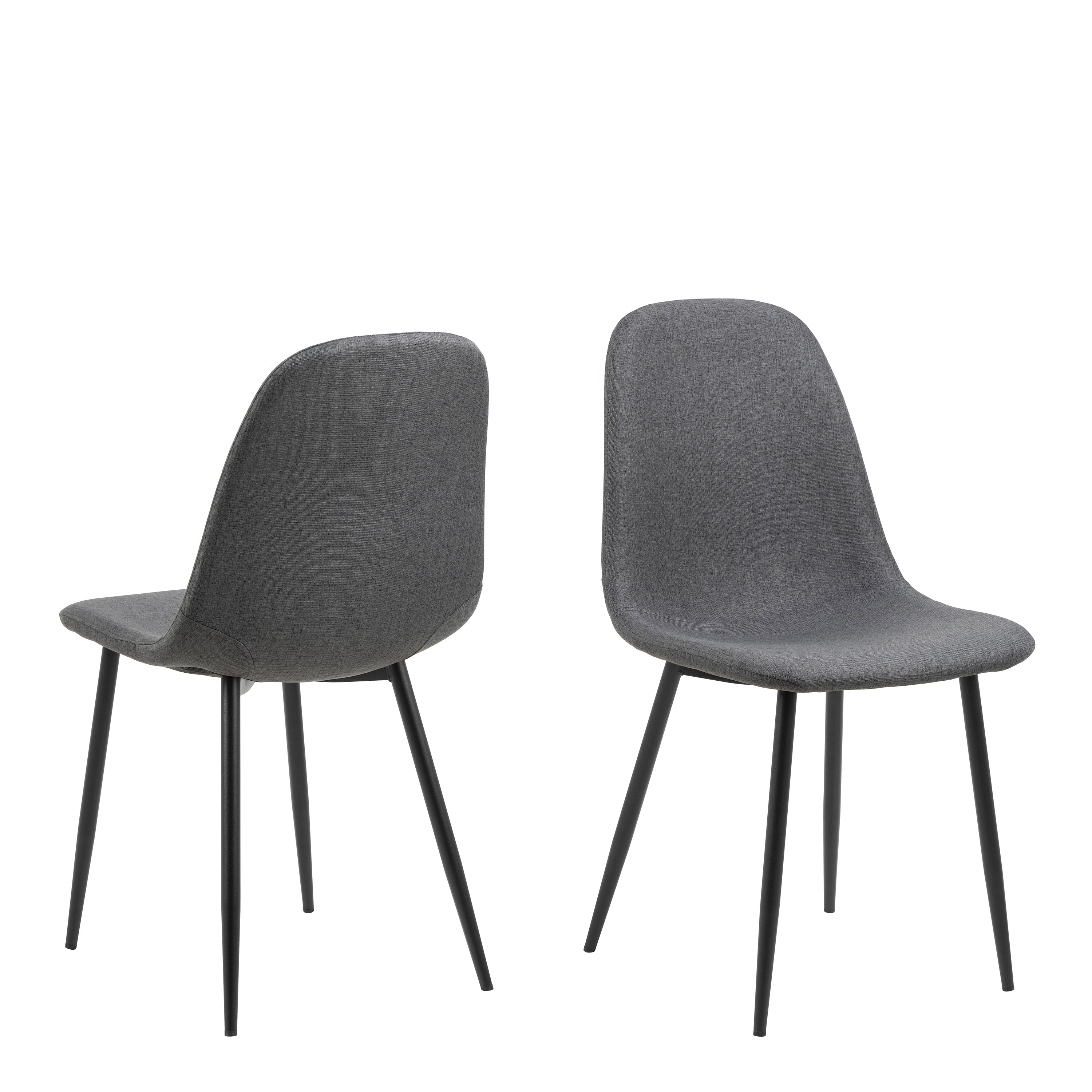 Wilma Dining Table with Oak Top & Black Legs Included 4 Celia Dining Chair in Light Grey