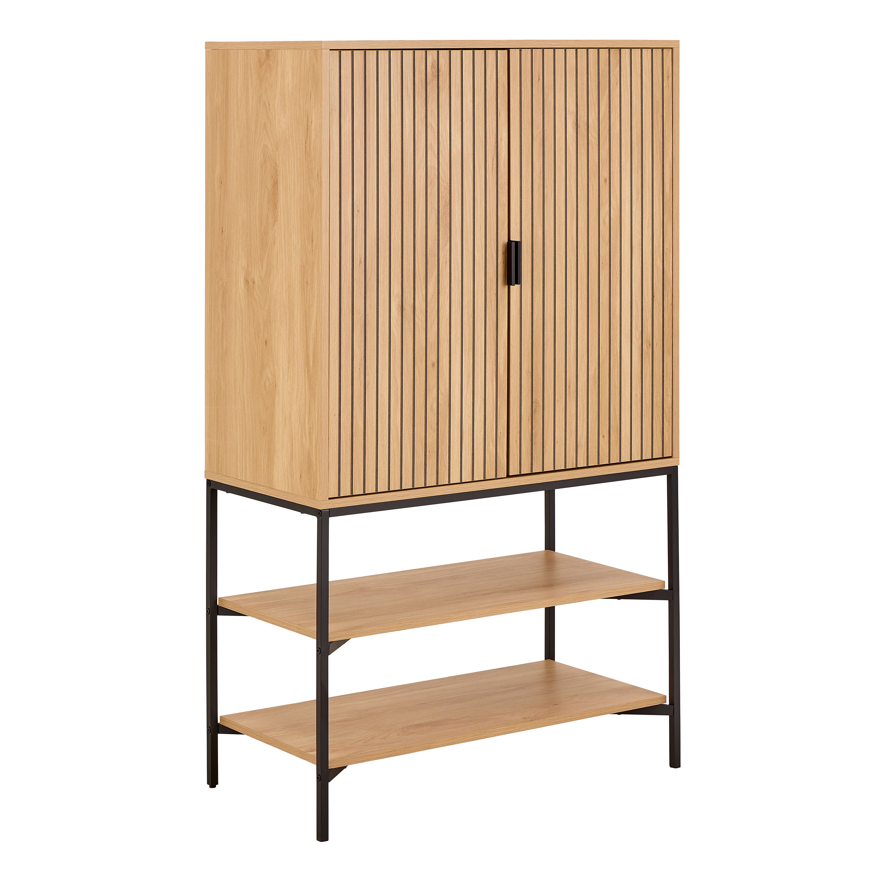 Jaipur Cabinet 2 Doors 3 Shelves With Oak Lamella Front