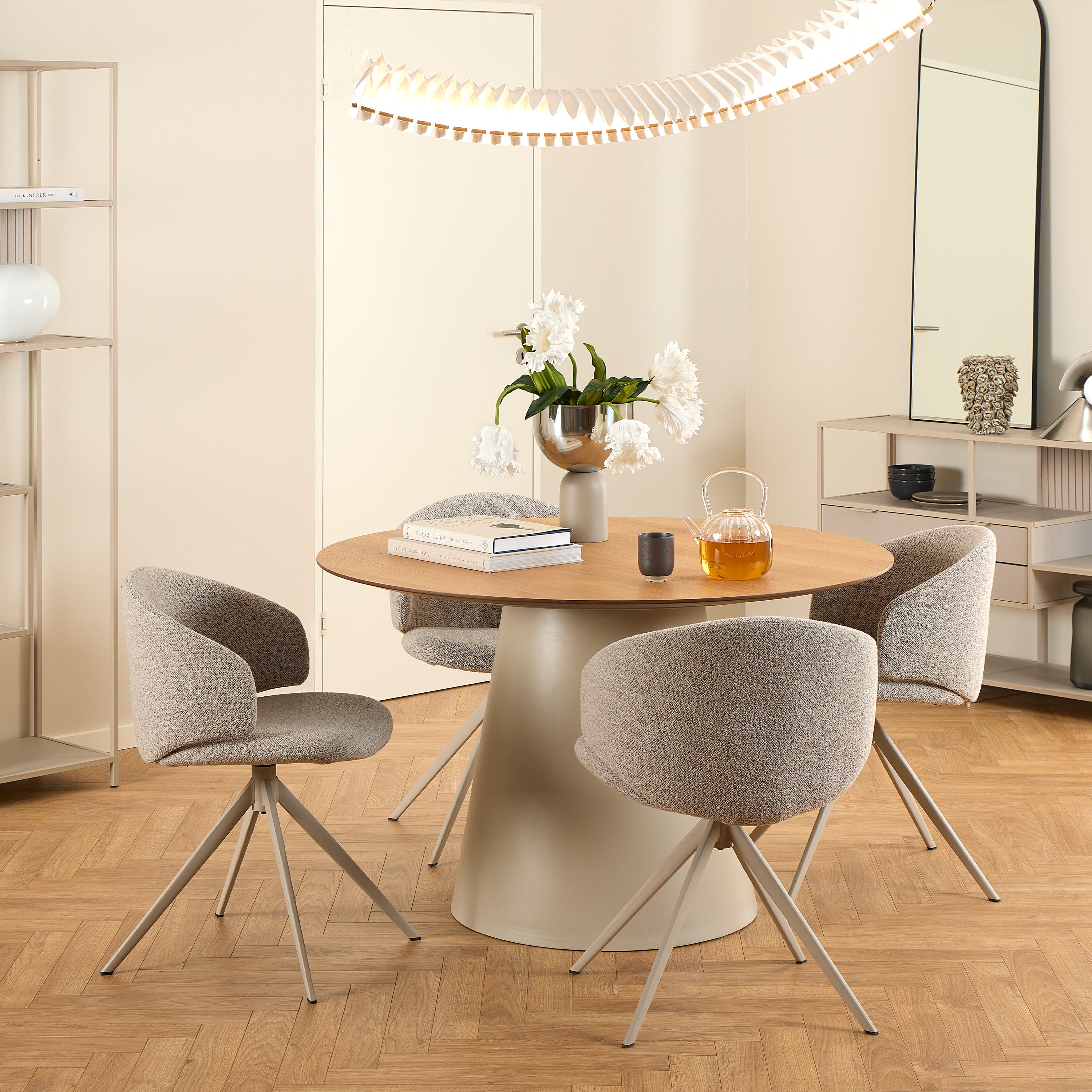 Ella Swivel Beige Dining Chair