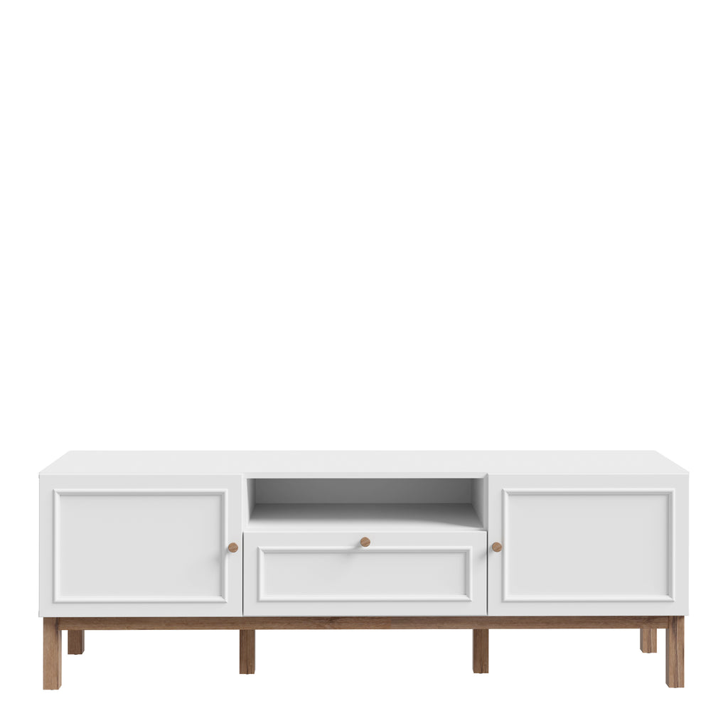 Wensley 2 Door 1 Drawer TV Unit in Light Grey and Oak