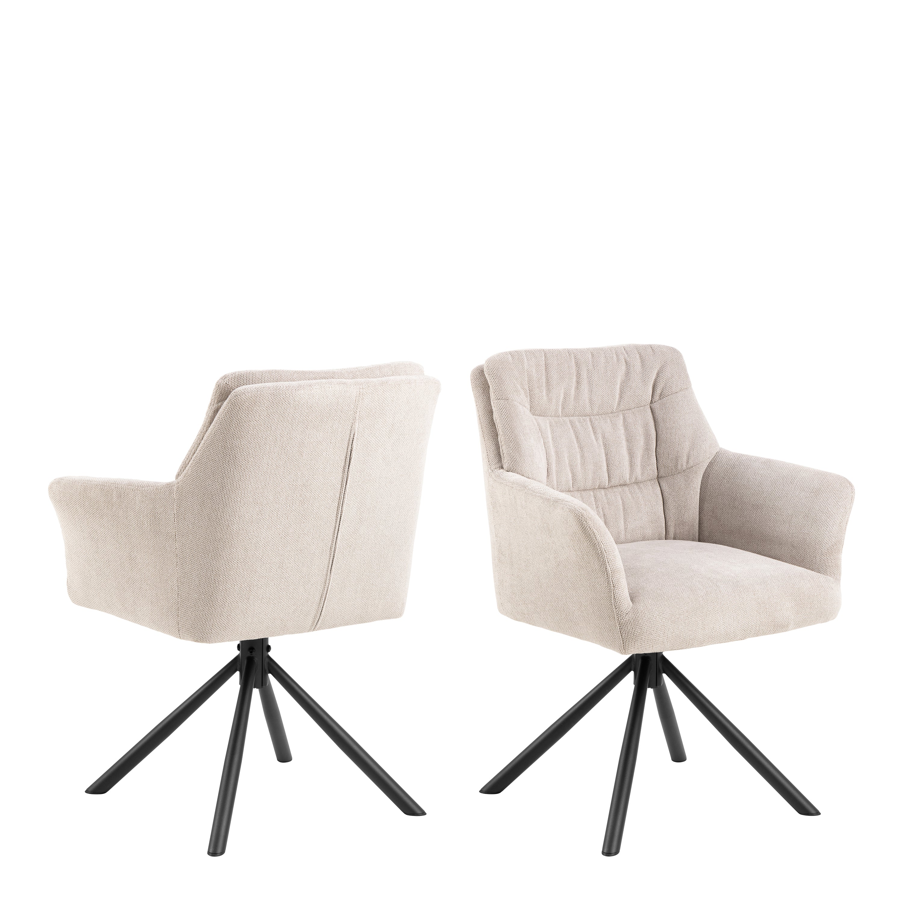 Heaven Dining Table with Ceramic White Top 135cm Included 4 Alonso Swivel Cream Dining Chair with Armrest