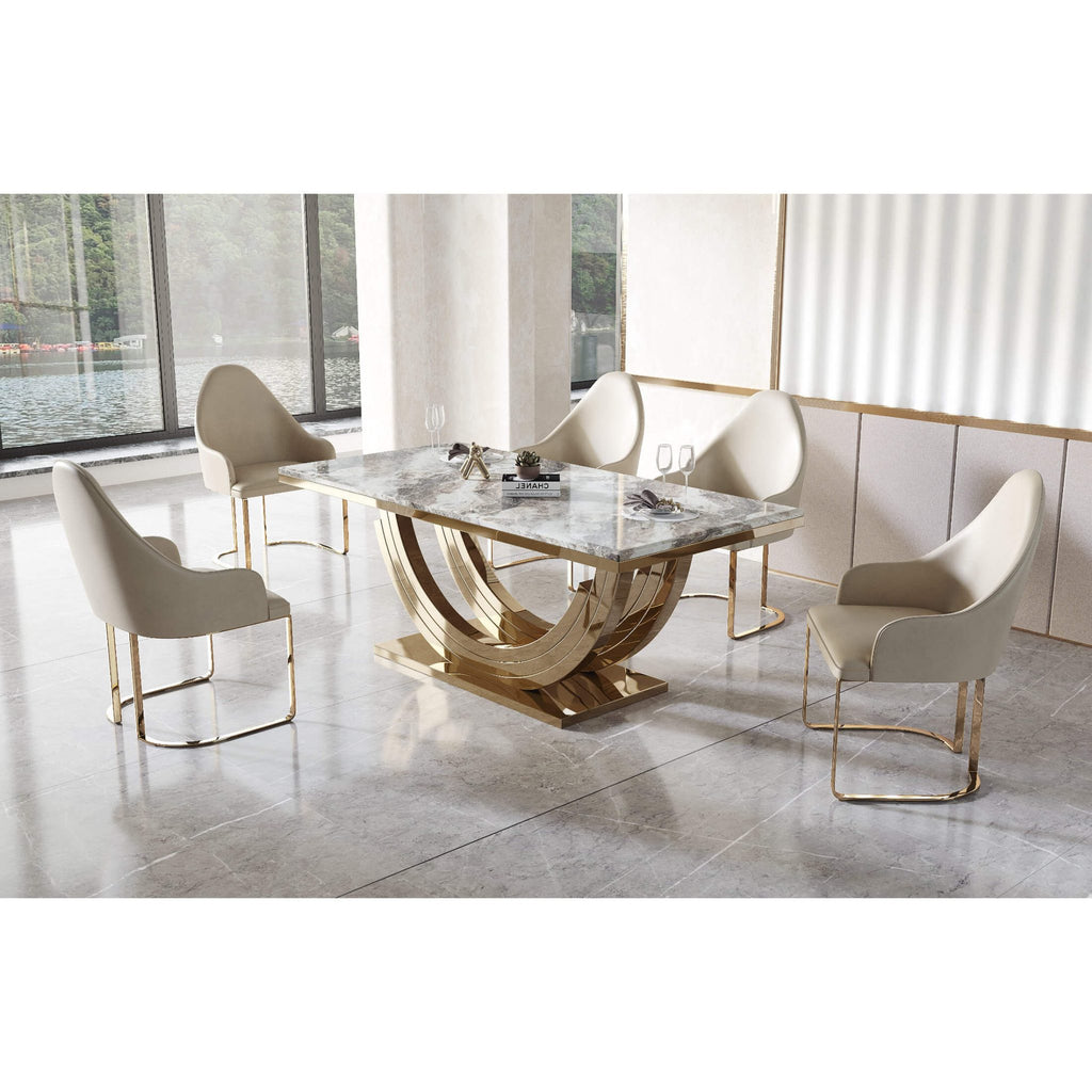 Midas Velvet Dining Chair Cream with Stainless Steel Legs Gold