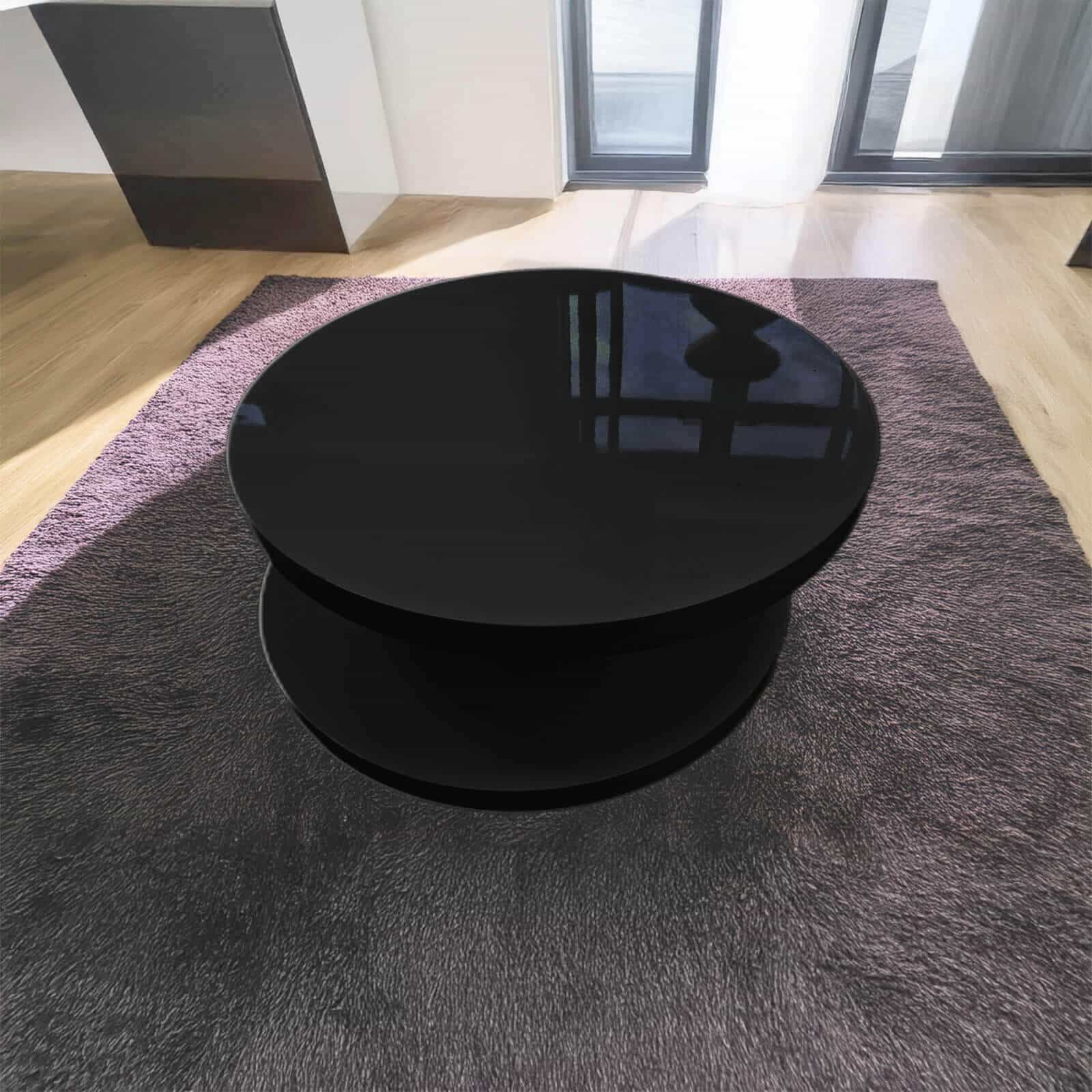 Stony High Gloss Moveable Coffee Table Black