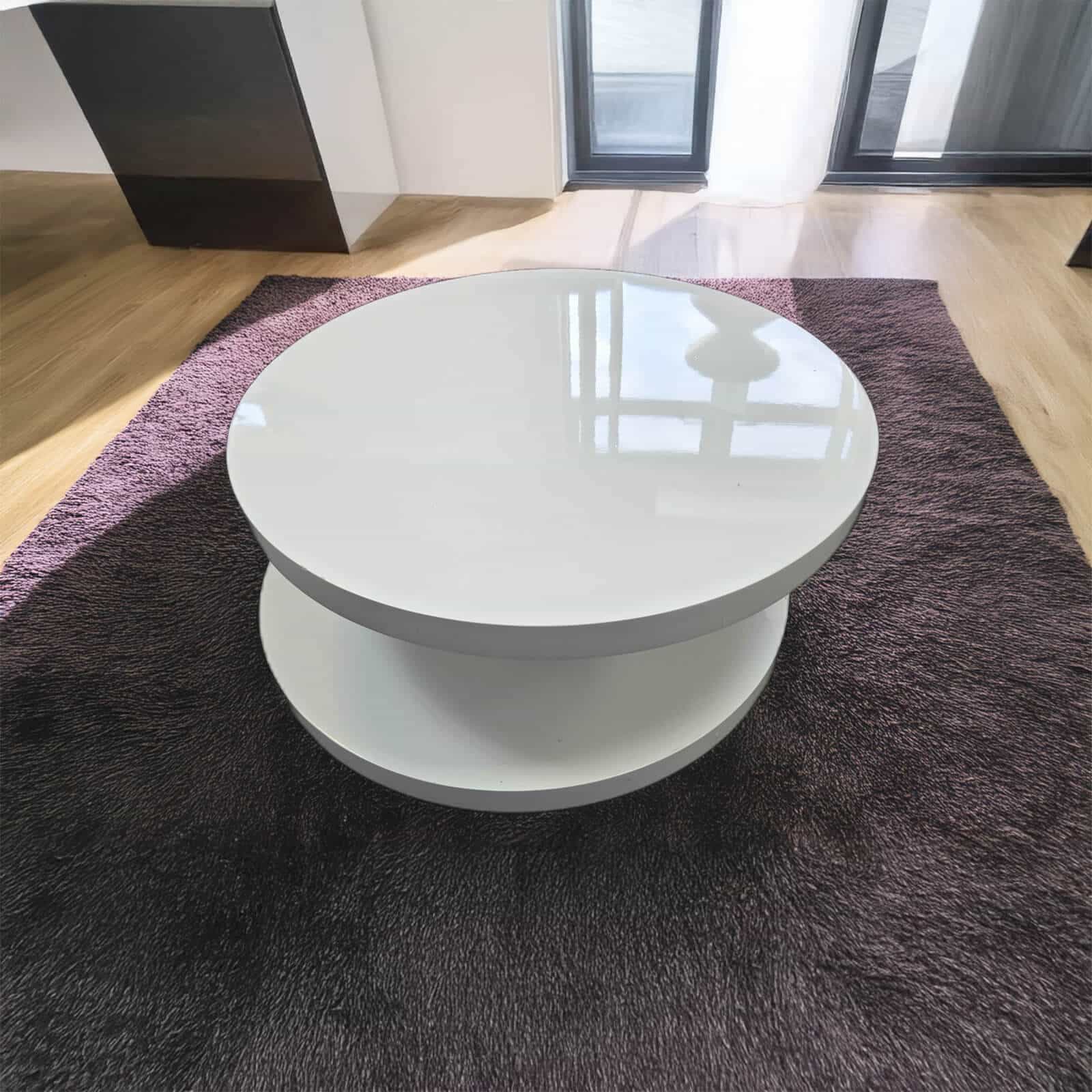 Stony High Gloss Moveable Coffee Table White