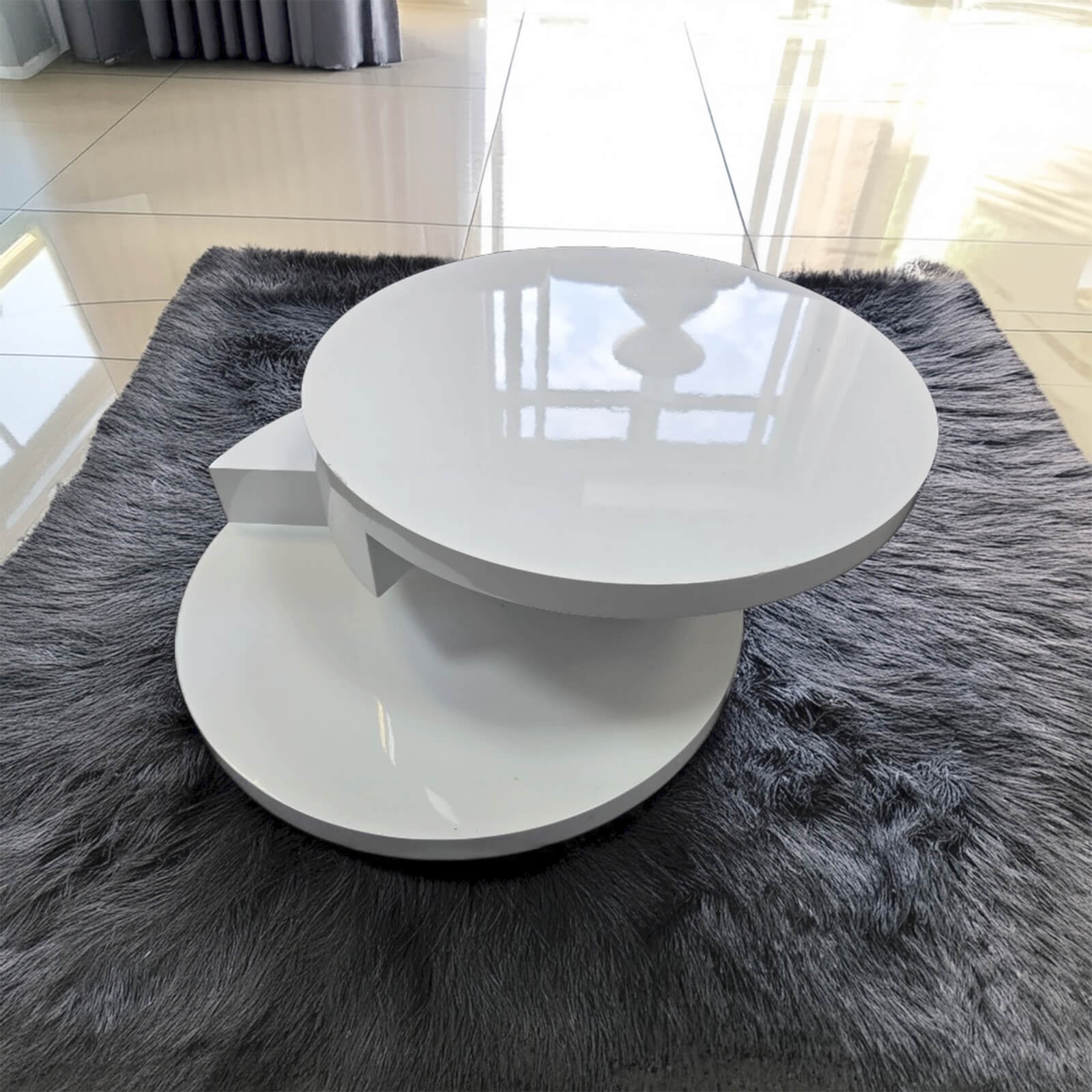 Stony High Gloss Moveable Coffee Table White