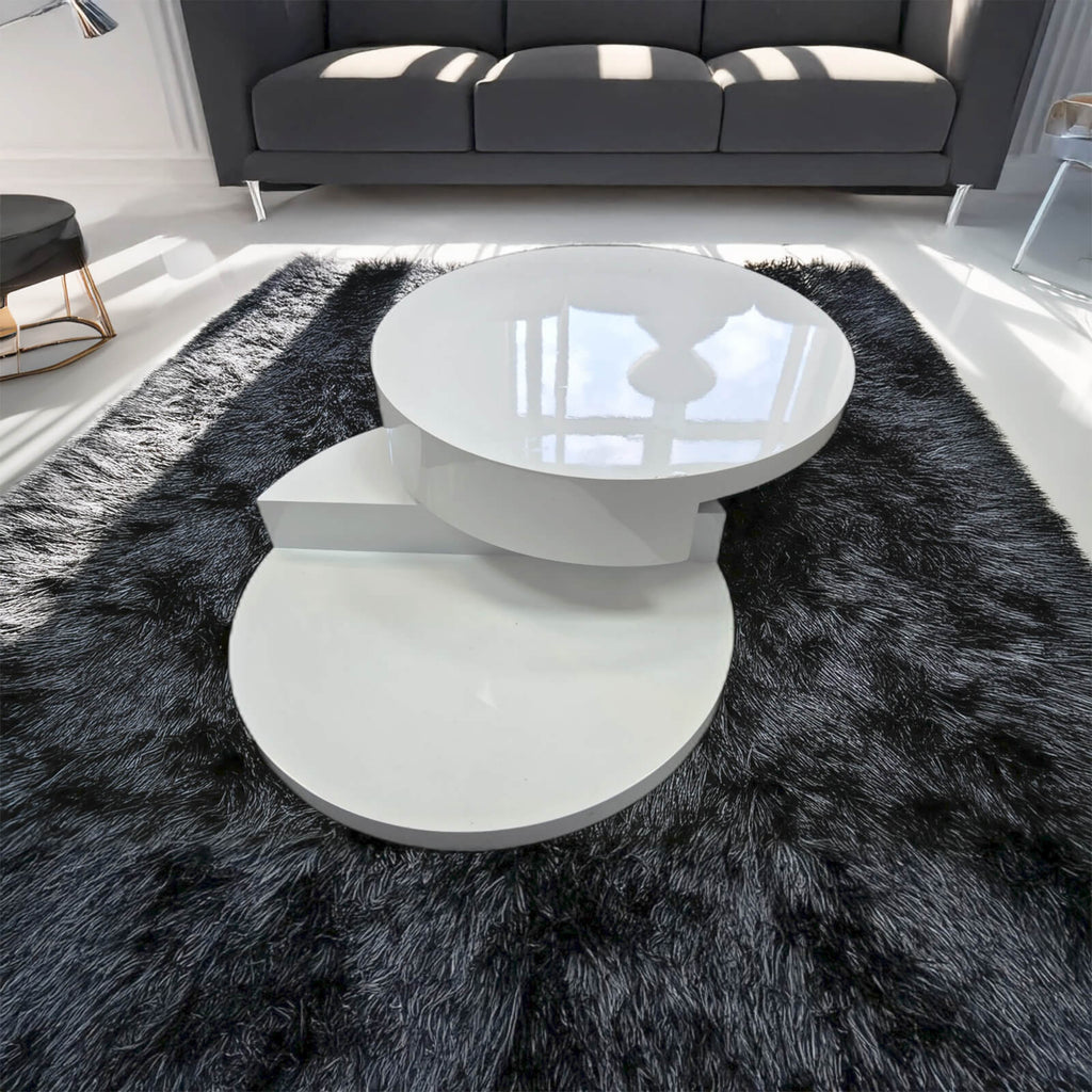 Stony High Gloss Moveable Coffee Table White